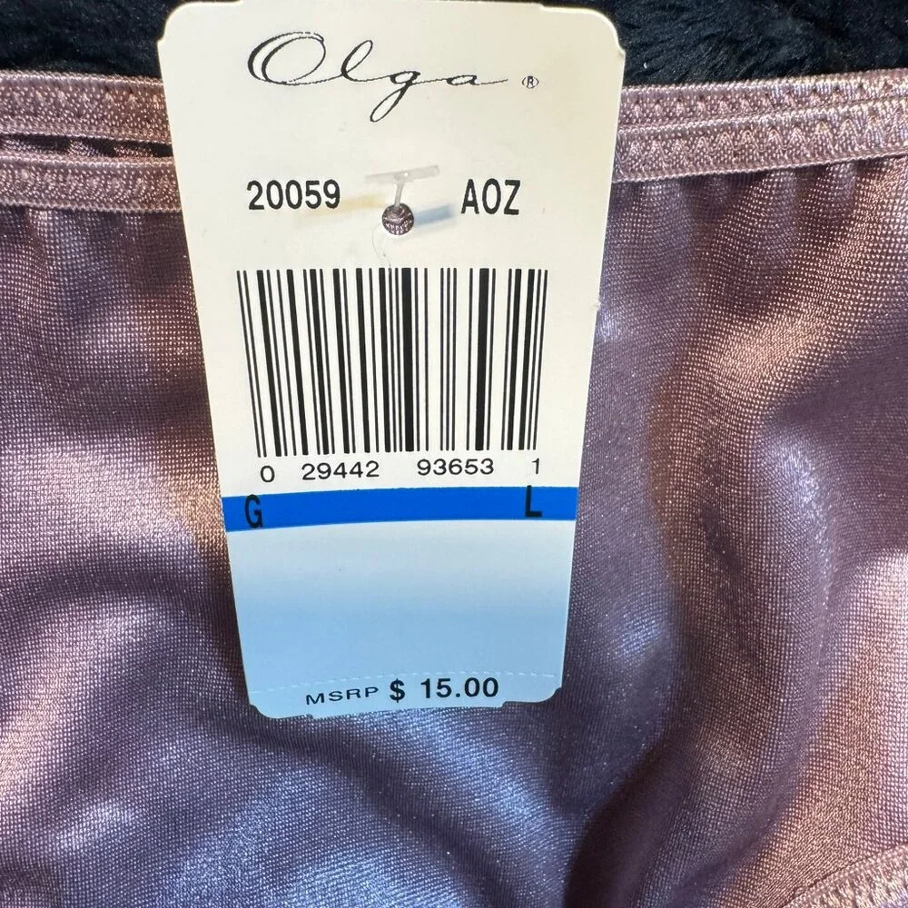 VINTAGE L NWT NOS OLGA HIGH CUT SATIN PANTIES WITH POINTED GUSSET NYLON BRIEF - Picture 2 of 4